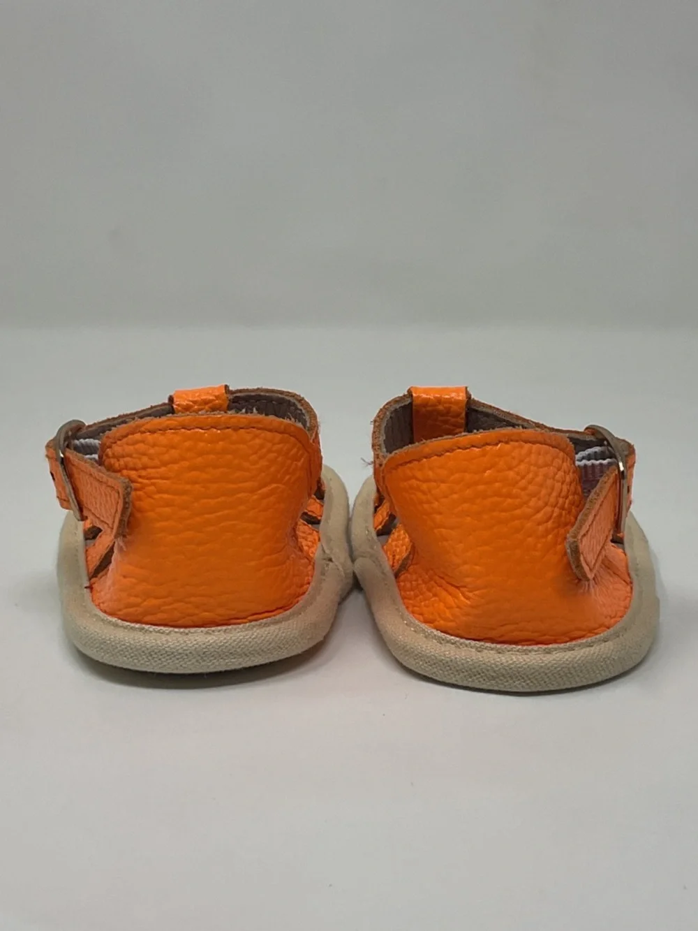 Monkey Feet Bright Orange Leather Closed-Toe Sandals for Kids size 6-12 months